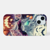 不気味こうもり、ポーション、カボチャのハロウィーン iPhone 15ケース (裏面横)