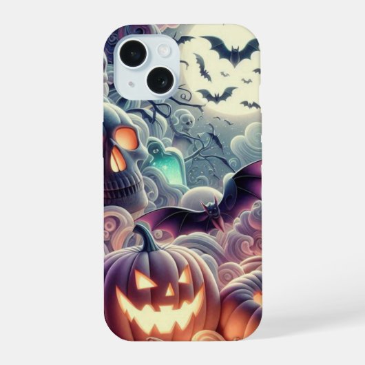 不気味こうもり、ポーション、カボチャのハロウィーン iPhone 15ケース (裏面)