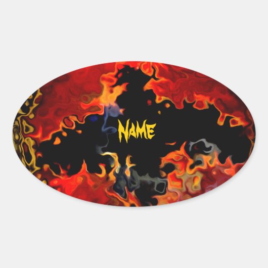 不気味こうもり 楕円形シール (正面)