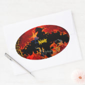 不気味こうもり 楕円形シール (封筒)