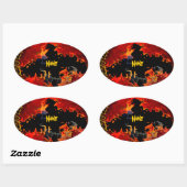 不気味こうもり 楕円形シール (シート)