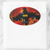 不気味こうもり 楕円形シール (バッグ)