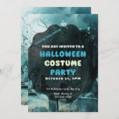 不気味だが美しい墓地ハロウィーン 招待状 (正面/裏面)