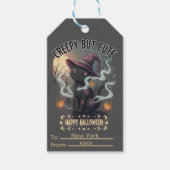 不気味だけどかわいい猫 ハッピーハロウィン ギフトタグ (正面)