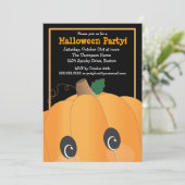 不気味でかわいいカボチャ頭部のハローウィンパーティ 招待状 (スタンド正面)
