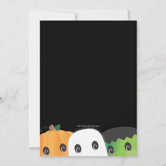 不気味でかわいいカボチャ頭部のハローウィンパーティ 招待状 (裏面)