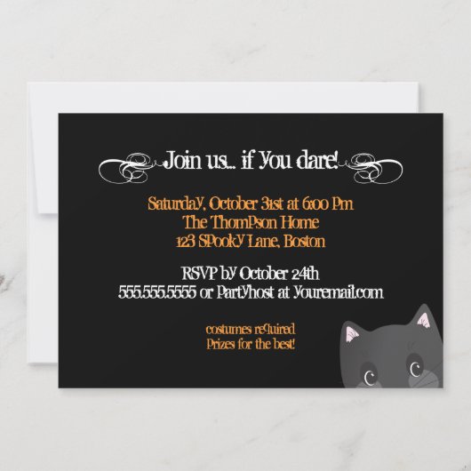 不気味でかわいいハロウィンの衣裳のパーティー 招待状 (裏面)