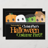 不気味でかわいいハロウィンの衣裳のパーティー 招待状 (正面/裏面)