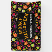 不気味でかわいいハロウィンモンスターのカップケーキ 横断幕 (縦)