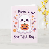 不気味でかわいいハロウィン グリーティング カード – レトロ ネオン A (黄色い花)