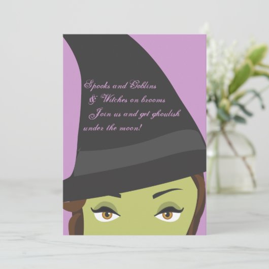不気味でシックな魔法使いのハローウィンパーティの招待状 招待状 (スタンド正面)