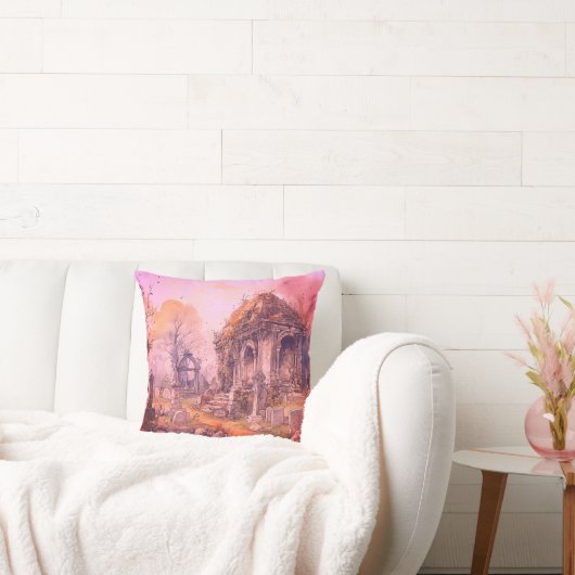 不気味で墓地不気味ピンクのハロウィーン クッション (ソファ)