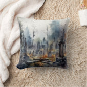 不気味で墓地不気味ピンクのハロウィーン クッション (ブランケット)