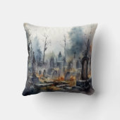 不気味で墓地不気味ピンクのハロウィーン クッション (裏面)