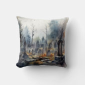 不気味で墓地不気味ピンクのハロウィーン クッション (正面)