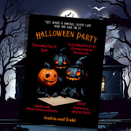 不気味で幻想的なカボチャの頭をした人形 ハロウィン 招待状