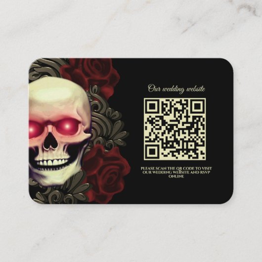 不気味で怖いドクロ ゴシック ハロウィン ウェディング エンクロージャーカード (正面)