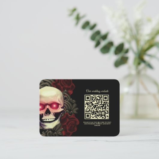 不気味で怖いドクロ ゴシック ハロウィン ウェディング エンクロージャーカード (スタンド正面)