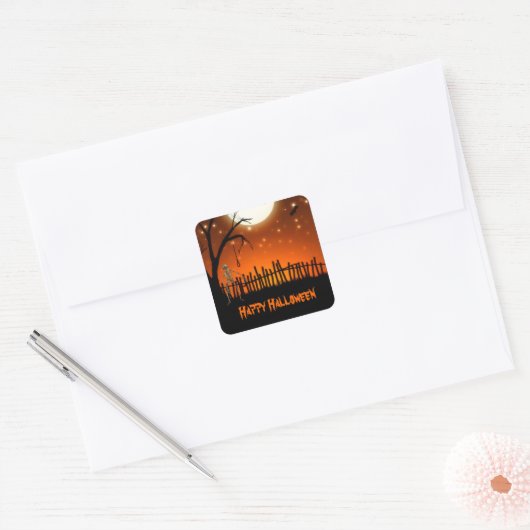 不気味で怖いハロウィーン スクエアシール (封筒)