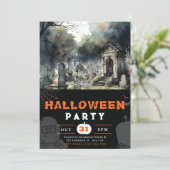 不気味で怖い墓地ブラックハロウィーン 招待状 (スタンド正面)