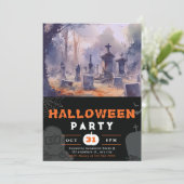 不気味で怖い墓地ブラックハロウィーン 招待状 (スタンド正面)