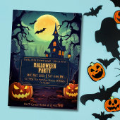 不気味で恐ろしい月夜のハロウィン 招待状