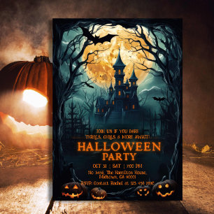 不気味で恐ろしい月夜の呪われた暗い夜のハロウィン 招待状