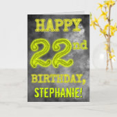不気味で白熱［赤熱］光を放つなオーラの一見"幸せな第22誕生日" カード (黄色い花)