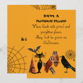 不気味で素敵なハロウィンの詩 黒猫 フクロウ 闇のカラス シーズンカード (正面/裏面)