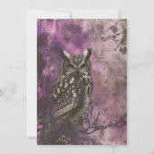 不気味で美しいフクロウパープルハロウィンパーティー 招待状 (裏面)