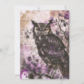 不気味で美しいフクロウパープルハロウィンパーティー 招待状 (裏面)