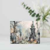 不気味で美しい灰色の墓地ハロウィーン シーズンポストカード (スタンド正面)