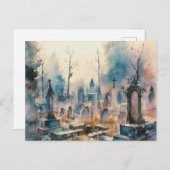 不気味で美しい灰色の墓地ハロウィーン シーズンポストカード (正面/裏面)