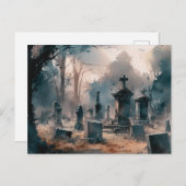 不気味で美しい灰色の墓地ハロウィーン シーズンポストカード (正面/裏面)