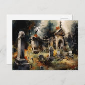 不気味で美しい灰色の墓地ハロウィーン シーズンポストカード (正面/裏面)