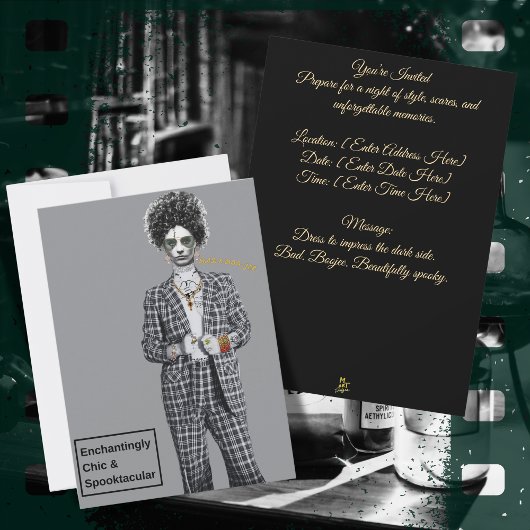 不気味で豪華なゴothic ハロウィンパーティー 招待状