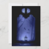 不気味で青い夜|ハロウィンを飛ばすこうもり 招待状 (正面)