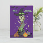 不気味で面白い骸骨猫のカボチャ ハロウィン カード (スタンド正面)