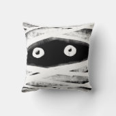 不気味で黒く及び白く包まれたなミイラの顔ハロウィン クッション (裏面)