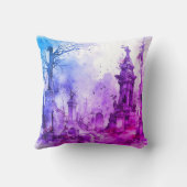 不気味と不気味墓地パープル&ブルーハロウィーン クッション (裏面)