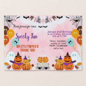 不気味なおもしろいピンクゴーストのハロウィーンテンプレート招待 箔カード (内部)