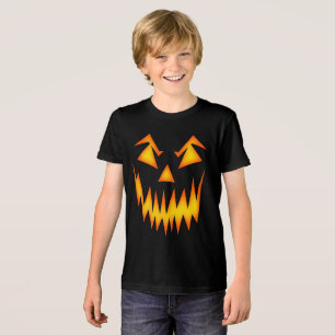 不気味なおもしろい怖いカボチャハロウィーンのカボチャのちょうちん顔 トライブレンドTシャツ