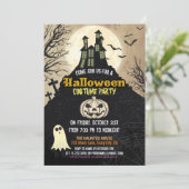不気味なお化け屋敷の衣裳の夜空ハロウィン 招待状 (スタンド正面)