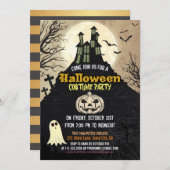 不気味なお化け屋敷の衣裳の夜空ハロウィン 招待状 (正面/裏面)