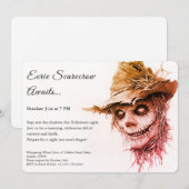 不気味なかかし ハロウィン招待状 黒と白 招待状 (正面/裏面)