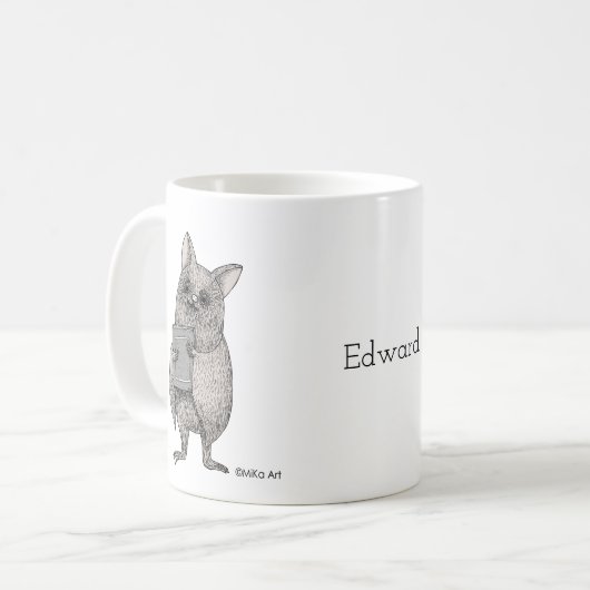 不気味なかわいいこうもりとブックマカブレアート名前をカスタムする コーヒーマグカップ (正面左)