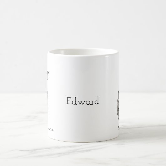 不気味なかわいいこうもりとブックマカブレアート名前をカスタムする コーヒーマグカップ (中央)