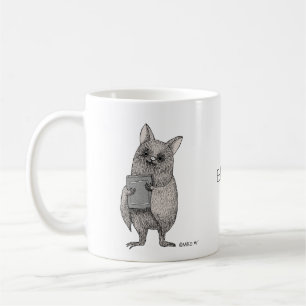 不気味なかわいいこうもりとブックマカブレアート名前をカスタムする コーヒーマグカップ