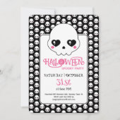 不気味なかわいいスカルパターンハローウィンパーティ 招待状 (正面)