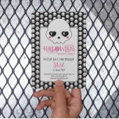 不気味なかわいいスカルパターンハローウィンパーティ 招待状